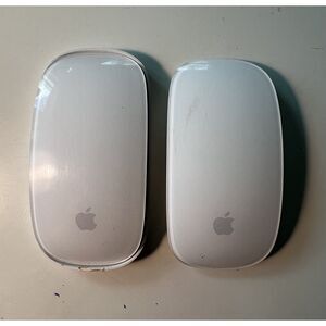 2 White iMac Apple Magic Mouse Mice A1657 & A1296 + Holder - for Parts